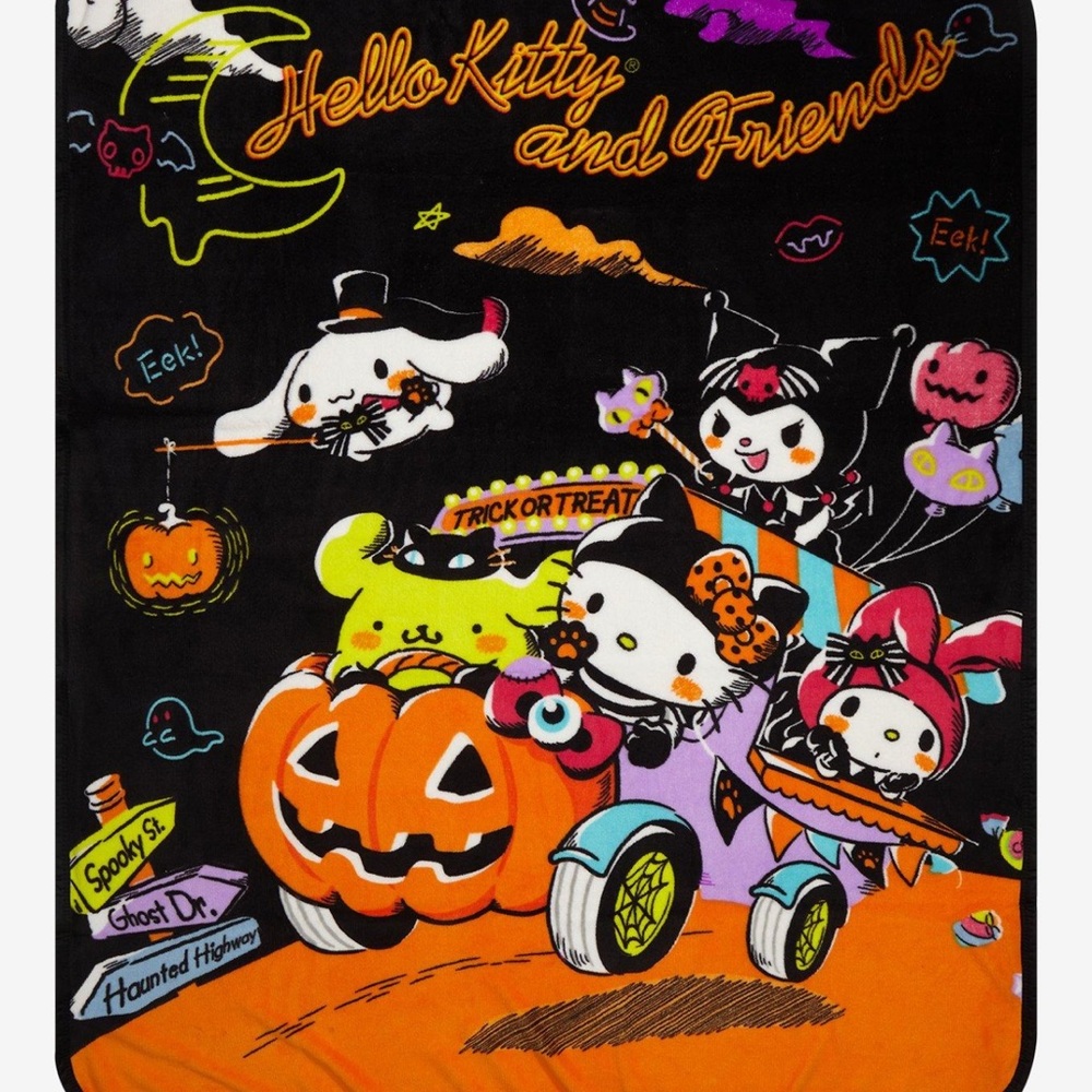 New Hello Kitty And Friends Halloween Throw Blanket